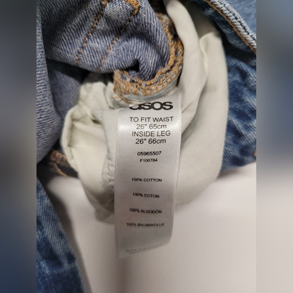 ASOS 26/26 Destroyed Distressed Cropped Capri Jeans Button Fly - Picture 4 of 4